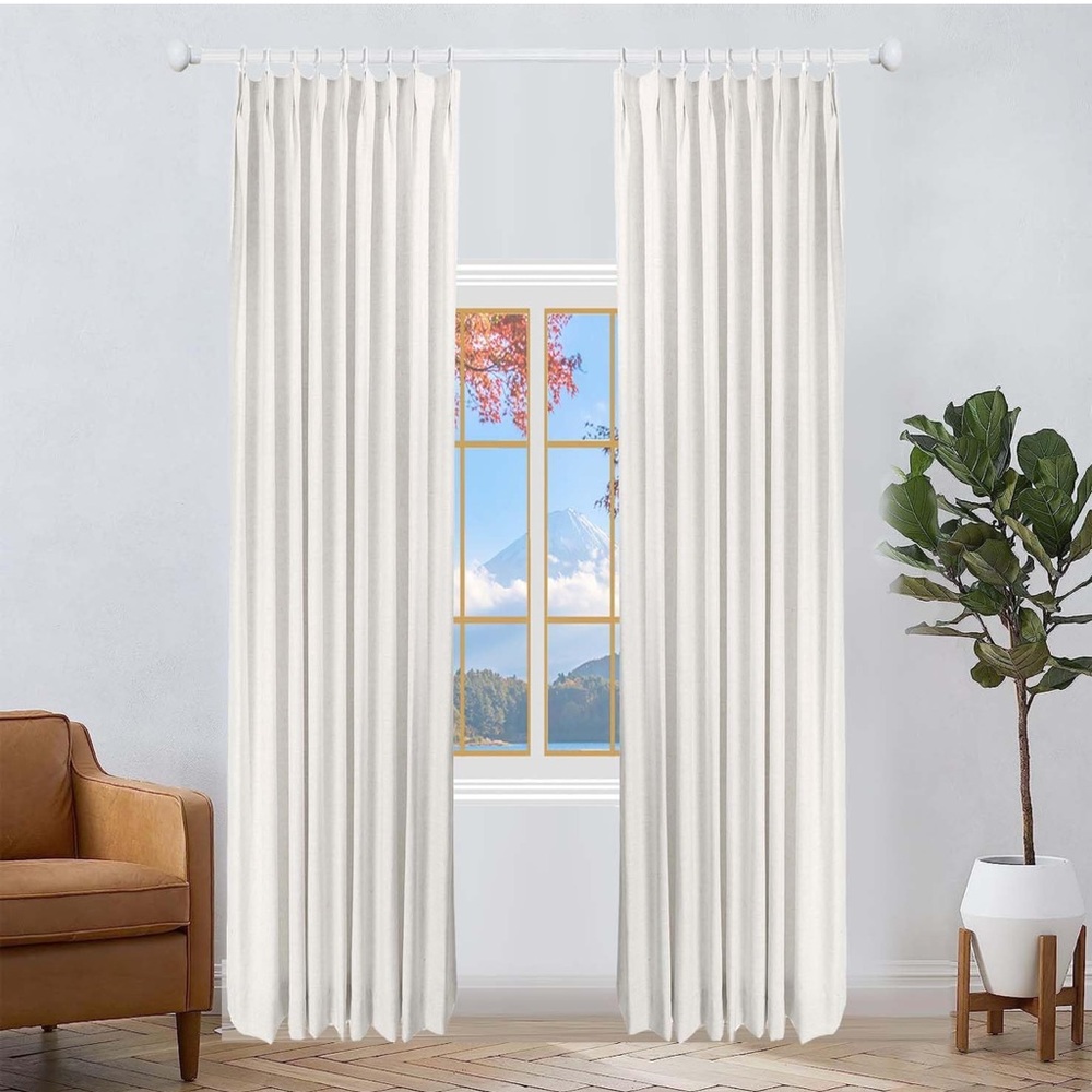 DotheDrape™️ Pinch Pleated Linen Curtain Panel with Light Filtering Lining